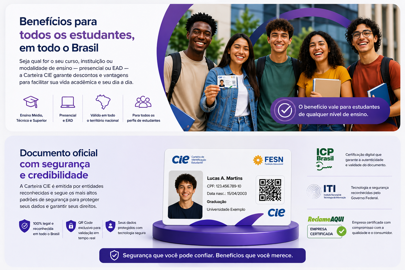 Estudantes diversos com CIE